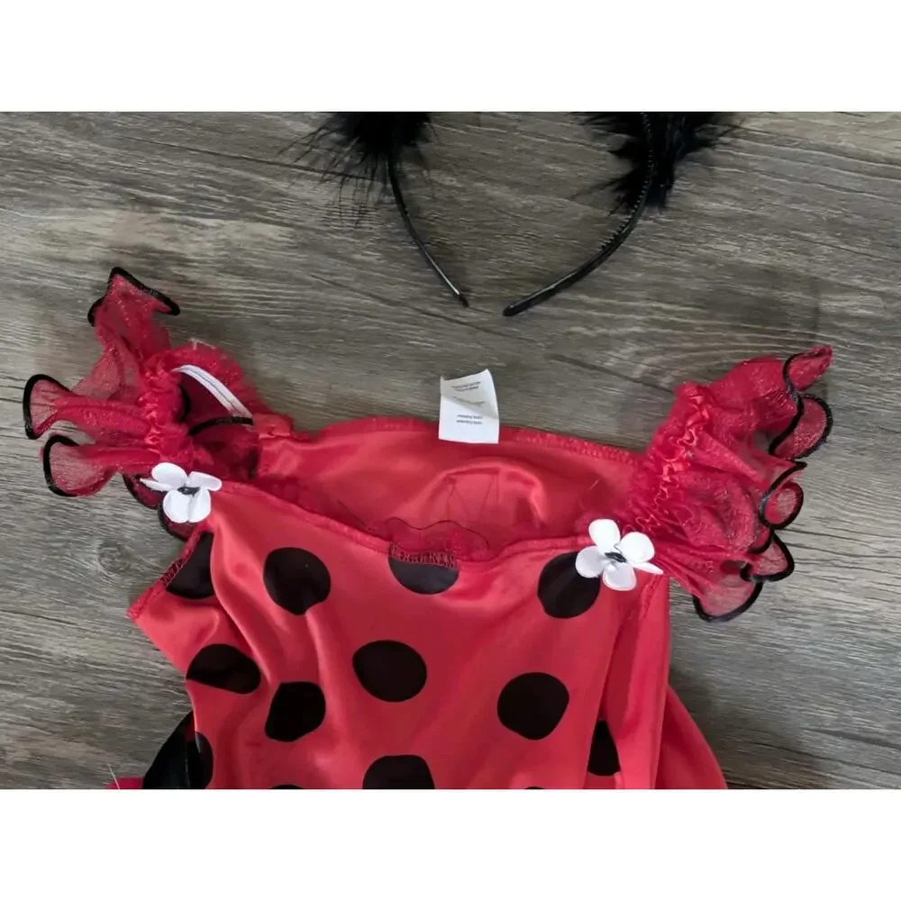 Lady Bug Toddler Halloween Costume Dress Headband Girls Size 3T-4T